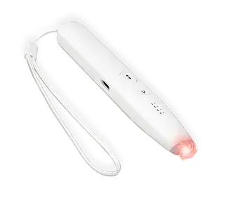 ZapShield Bite Relief Pen, white cordless thermal itch relief device with wrist strap